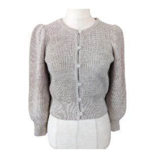 J.CREW Puff Sleeve Cardigan P2P- 20" size small - tan/grey color